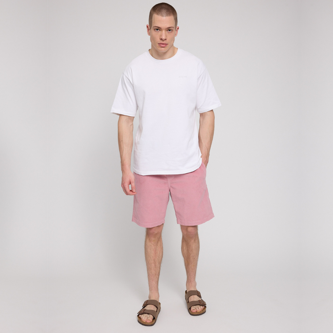MAZINE || MENS CORDUROY PULL ON SHORTS BLUSH PINK