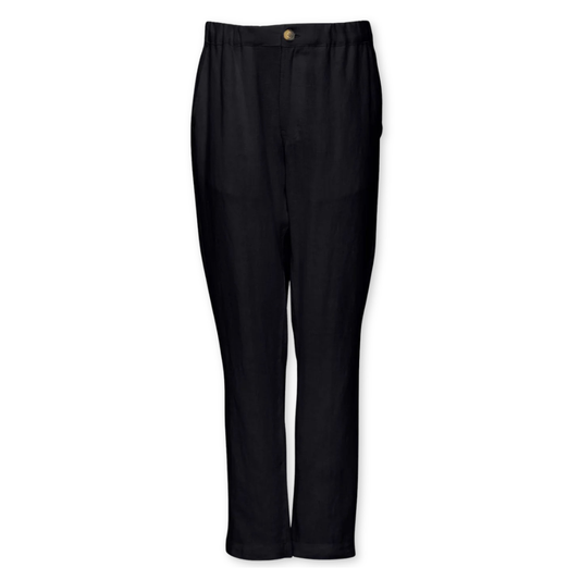 MAZINE || MENS REGULAR LINEN PANTS BLACK