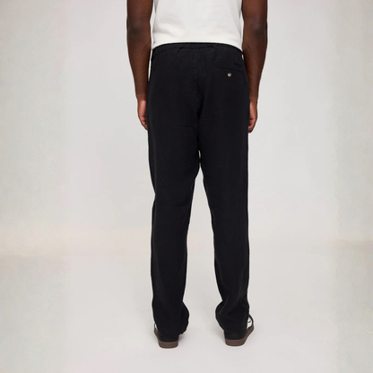 MAZINE || MENS REGULAR LINEN PANTS BLACK