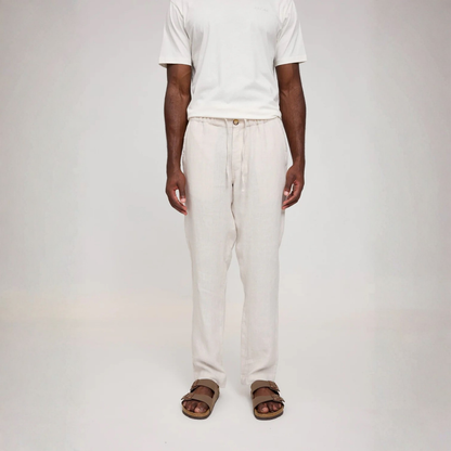MAZINE || MENS REGULAR LINEN PANTS MOON