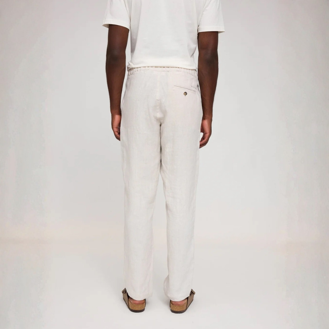 MAZINE || MENS REGULAR LINEN PANTS MOON