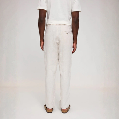 MAZINE || MENS REGULAR LINEN PANTS MOON
