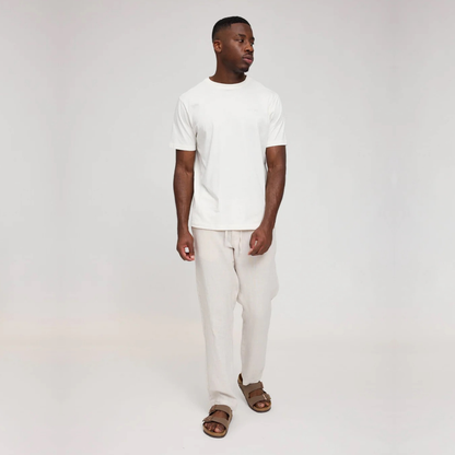 MAZINE || MENS REGULAR LINEN PANTS MOON
