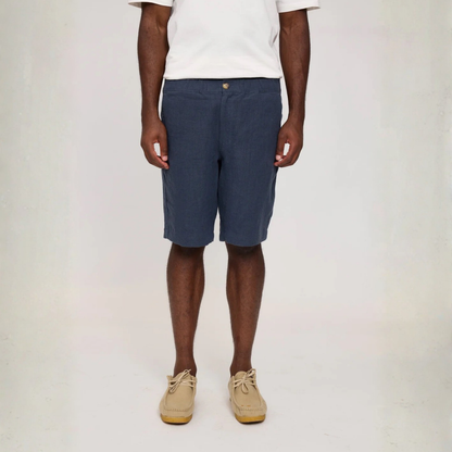MAZINE || MENS REGULAR LINEN SHORTS INK BLUE