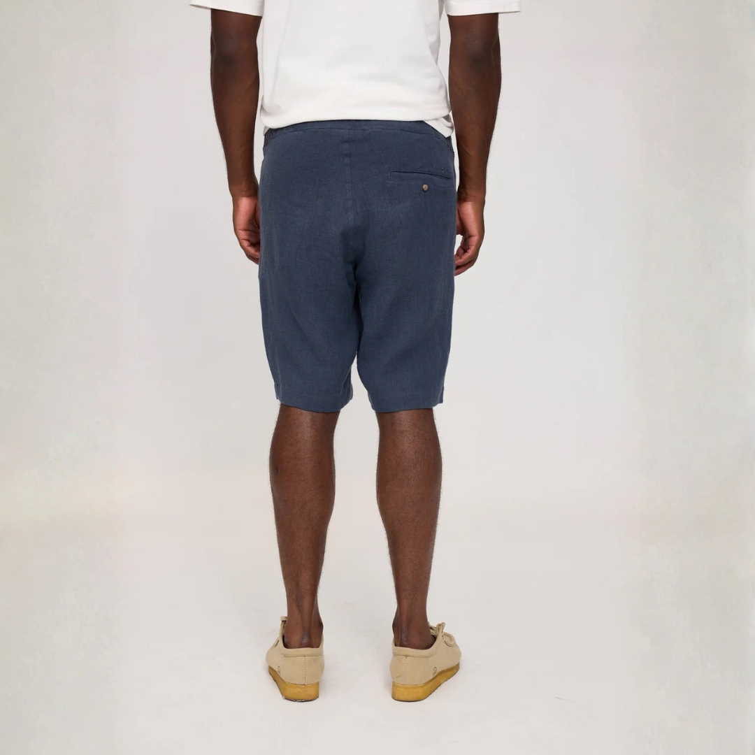 MAZINE || MENS REGULAR LINEN SHORTS INK BLUE