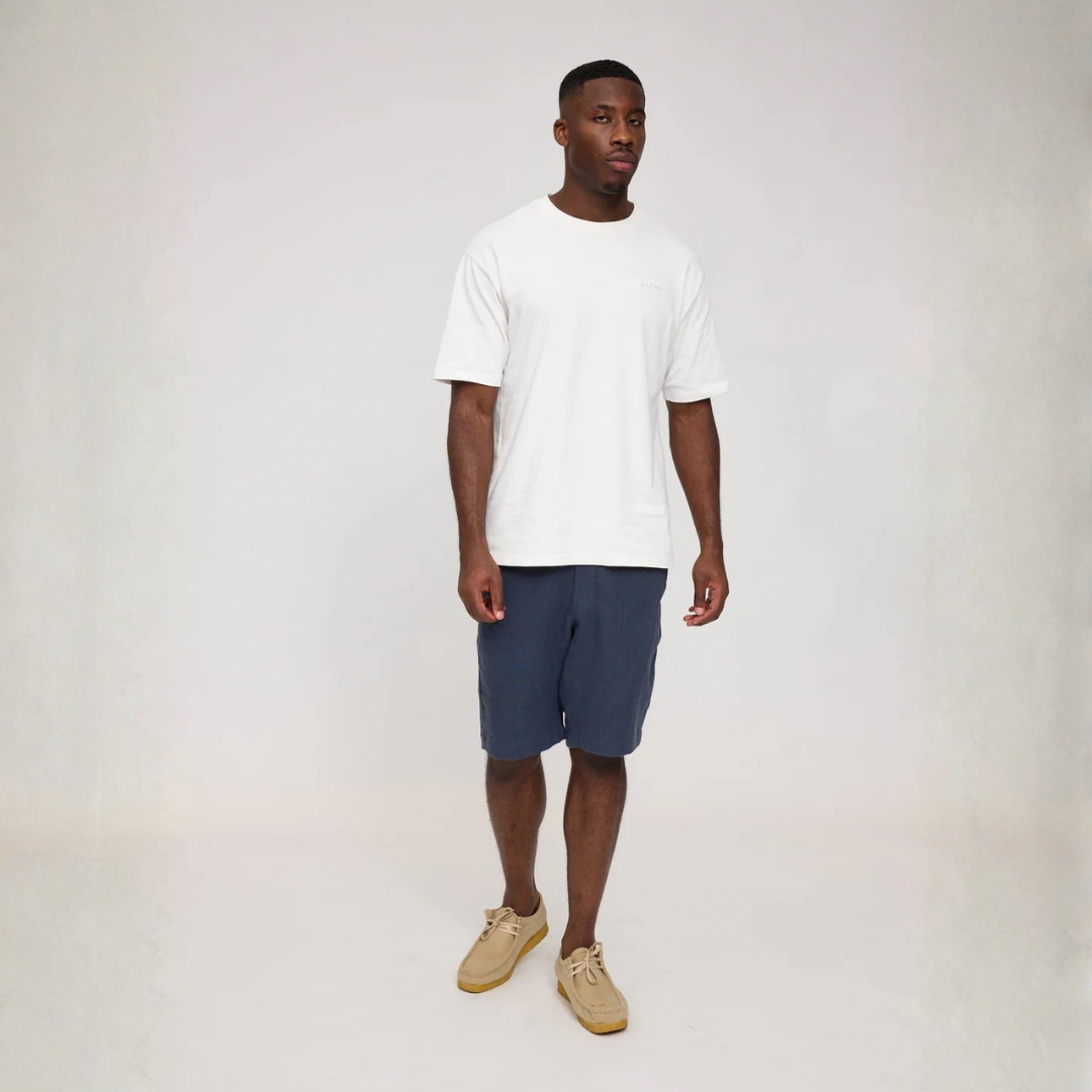 MAZINE || MENS REGULAR LINEN SHORTS INK BLUE
