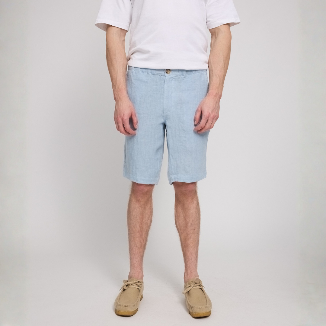 MAZINE || MENS REGULAR LINEN SHORTS PASTEL BLUE