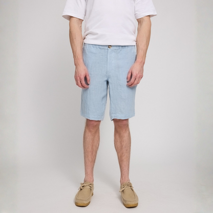 MAZINE || MENS REGULAR LINEN SHORTS PASTEL BLUE
