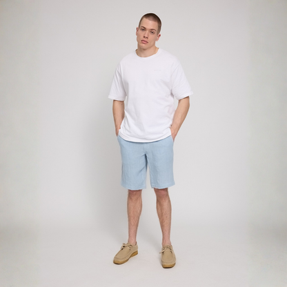 MAZINE || MENS REGULAR LINEN SHORTS PASTEL BLUE