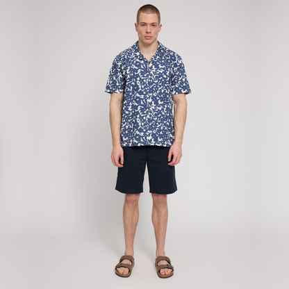 MAZINE || MENS RESORT SHIRT BLUE INDIGO/FLOWERS