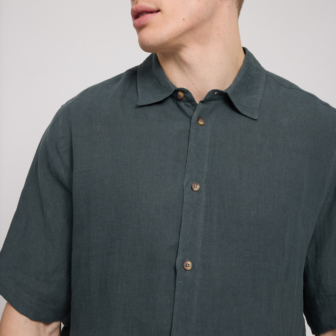 MAZINE || MENS SHORTSLEEVE LINEN SHIRT BOTTLE