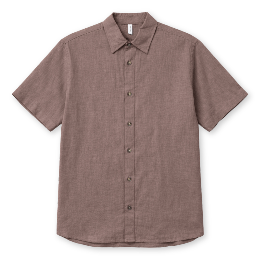 MAZINE || MENS SHORTSLEEVE LINEN SHIRT GREY BROWN