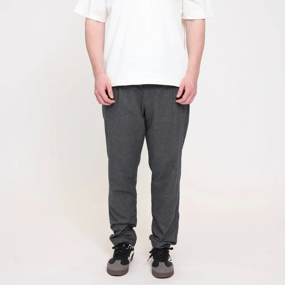 MAZINE || MEN TAPERED FLANNEL PANTS ANTHRACITE MEL.