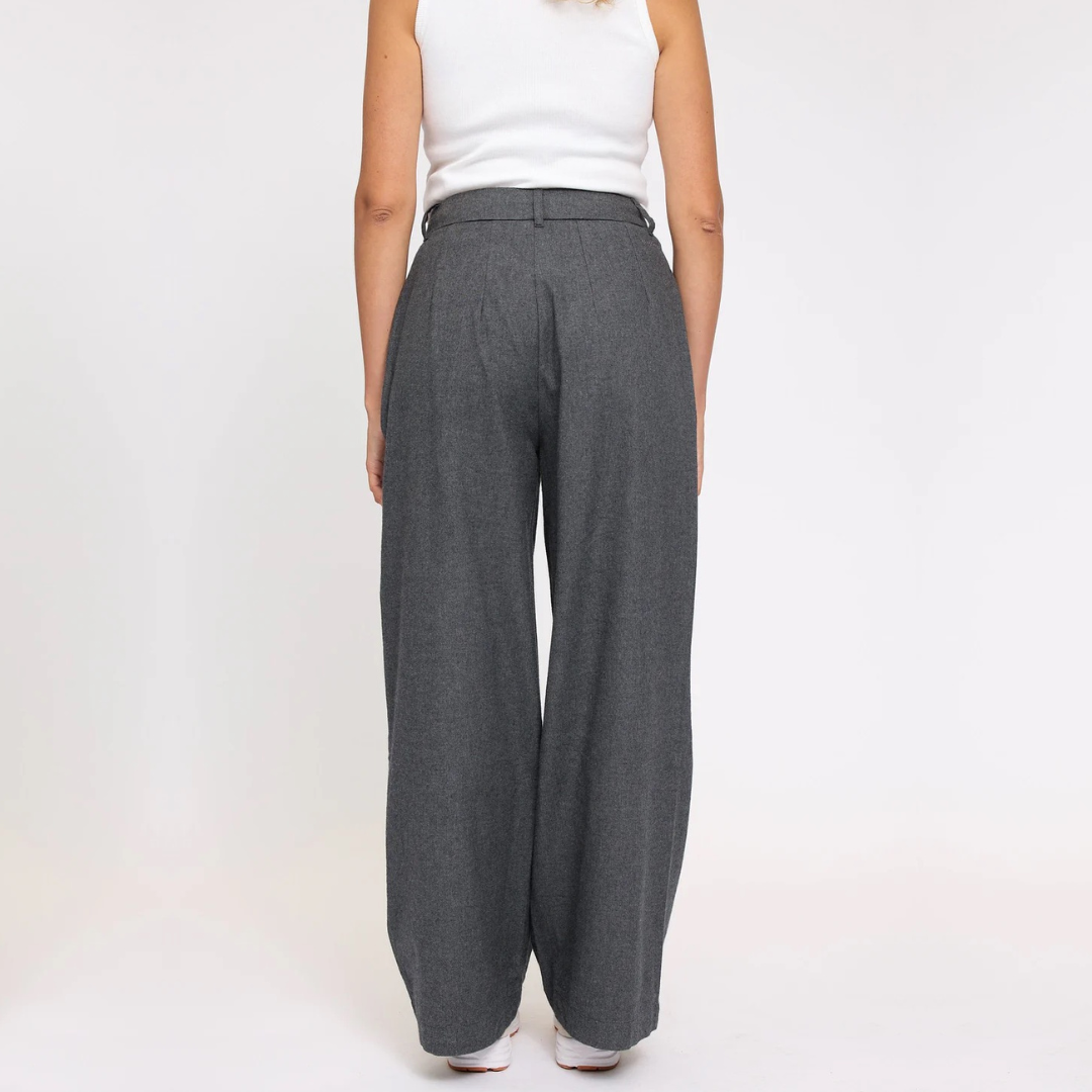 MAZINE || PLEATED FLANNEL PANTS ANTHRACITE MEL