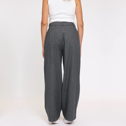 MAZINE || PLEATED FLANNEL PANTS ANTHRACITE MEL