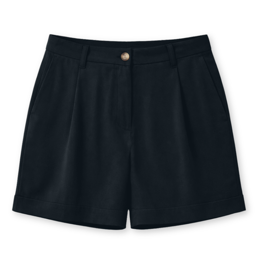 MAZINE ||PLEATED VISCOSE SHORTS BLACK
