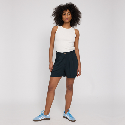 MAZINE ||PLEATED VISCOSE SHORTS BLACK