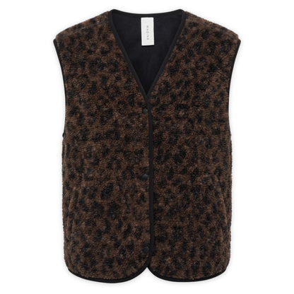 MAZINE || PRINTED TEDDY-FLEECE VEST CHOCOLATE BROWN/PRINTED