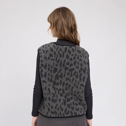 MAZINE || PRINTED TEDDY-FLEECE VEST GREY/PRINTED