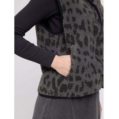 MAZINE || PRINTED TEDDY-FLEECE VEST GREY/PRINTED