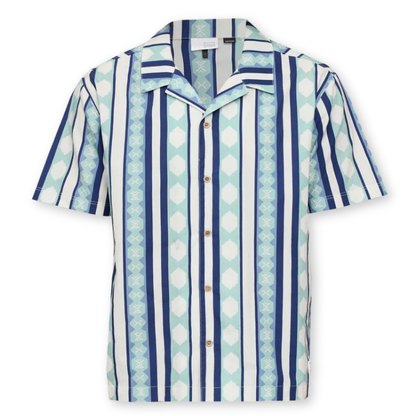 MAZINE || RESORT SHIRT ORGANIC COTTON DUSK BLUE RETRO STRIPES