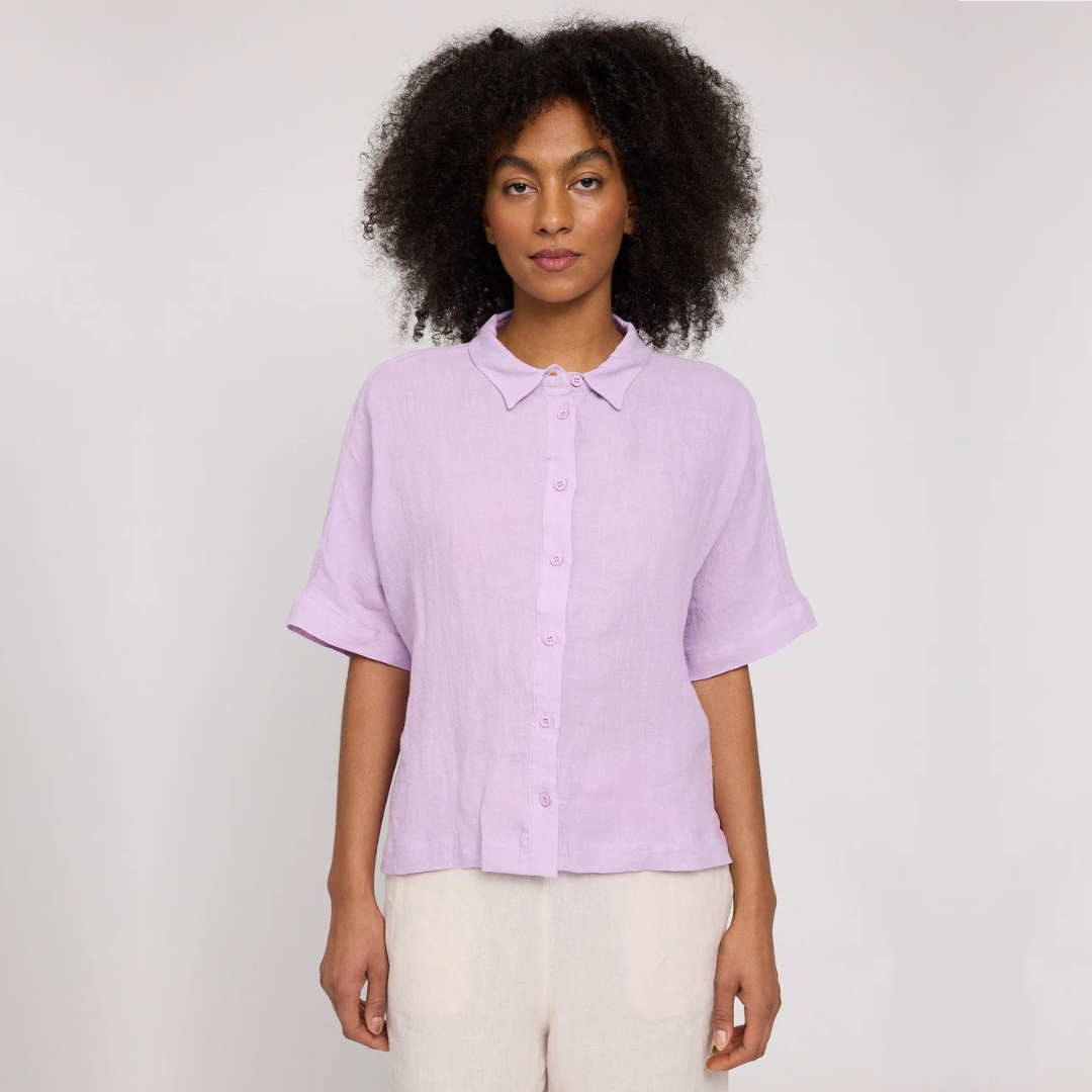MAZINE || SHORT SLEEVE SHIRT BRIGHT LAVENDER DAMEN