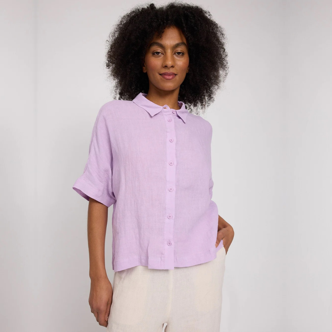 MAZINE || SHORT SLEEVE SHIRT BRIGHT LAVENDER DAMEN