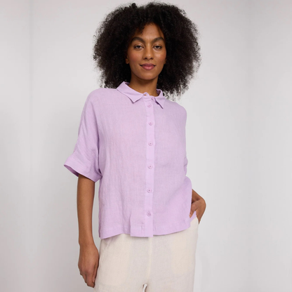 MAZINE || SHORT SLEEVE SHIRT BRIGHT LAVENDER DAMEN