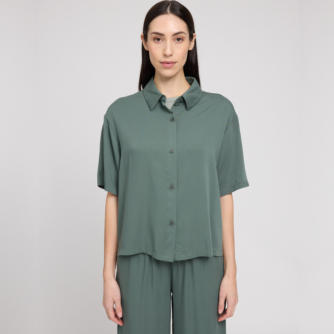 MAZINE || WOMANS SHORT SLEEVE VISCOSE SHIRT BOTTLE
