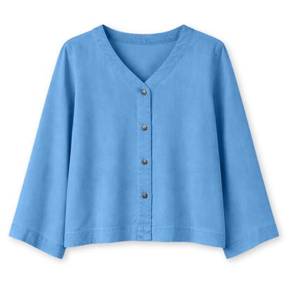 MAZINE || V-NECK TENCEL BLOUSE DARK BLUE WASH