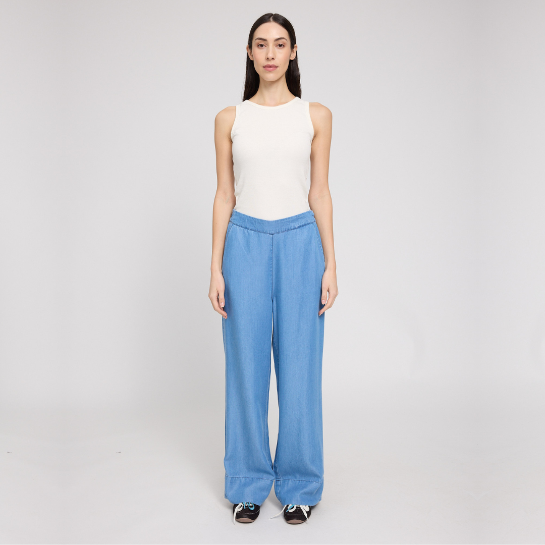 MAZINE || WOMANS WIDE LEG TENCEL PANTS DARK BLUE
