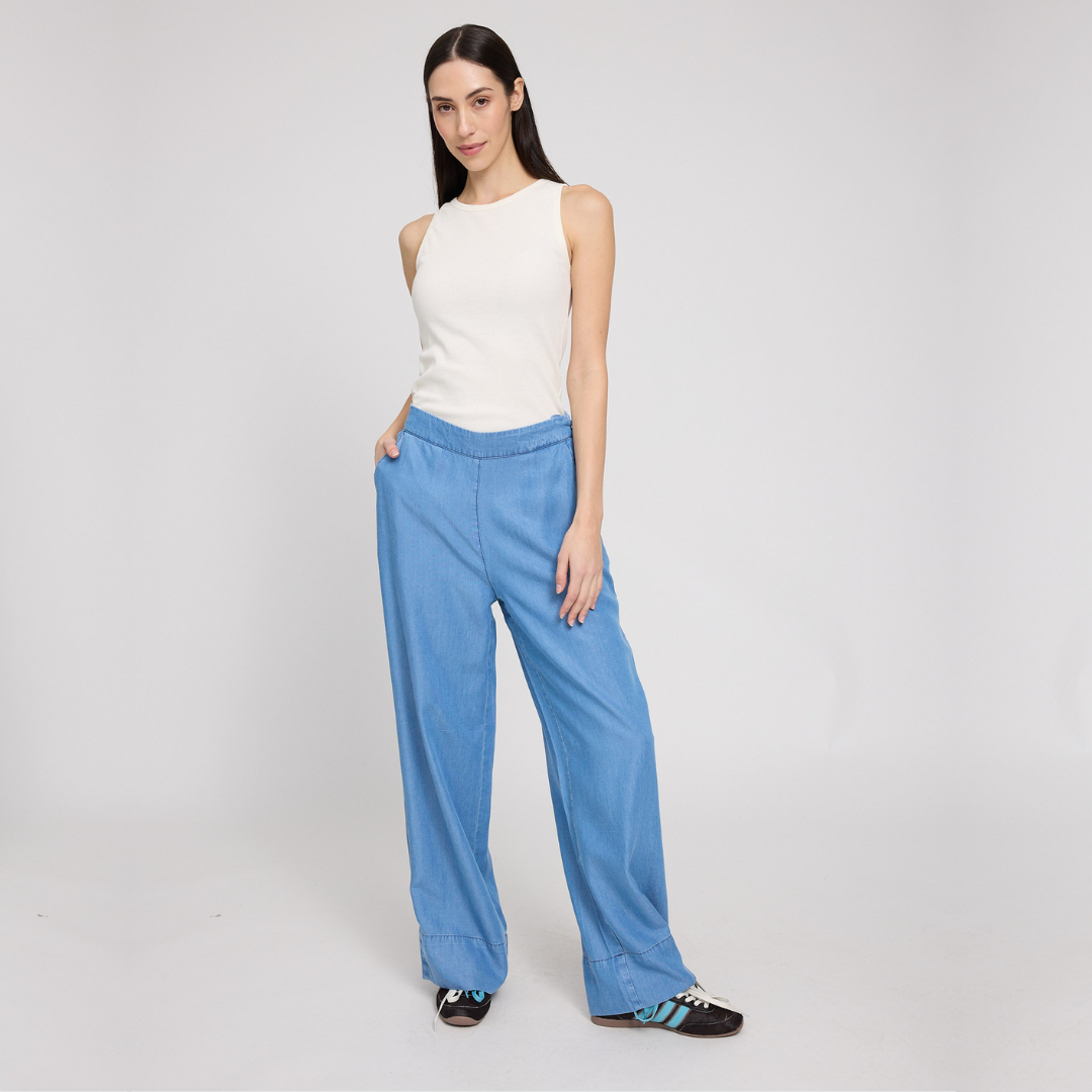 MAZINE || WOMANS WIDE LEG TENCEL PANTS DARK BLUE