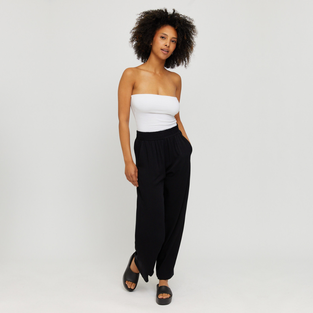 MAZINE || WOMANS WIDE LEG VISCOSE PANT BLACK
