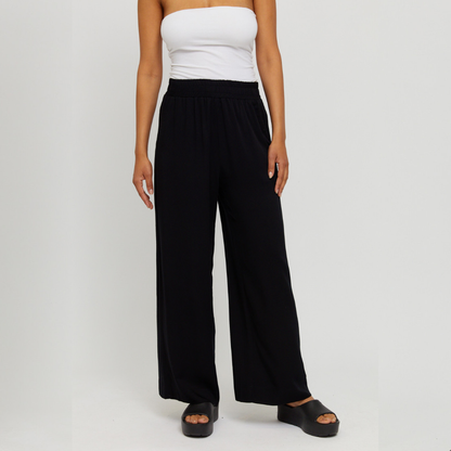 MAZINE || WOMANS WIDE LEG VISCOSE PANT BLACK