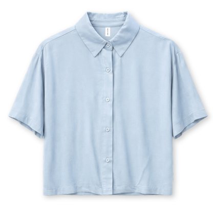 MAZINE || WOMANS SHORT SLEEVE VISCOSE SHIRT PASTEL BLUE