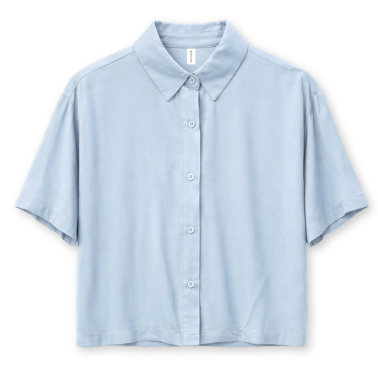 MAZINE || WOMANS SHORT SLEEVE VISCOSE SHIRT PASTEL BLUE