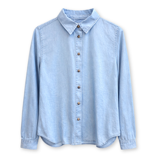 MAZINE || WOMANS TENCEL SHIRT LIGHT BLUE WASH