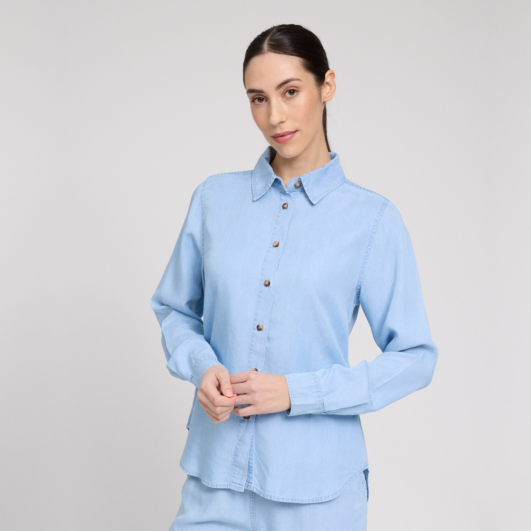 MAZINE || WOMANS TENCEL SHIRT LIGHT BLUE WASH