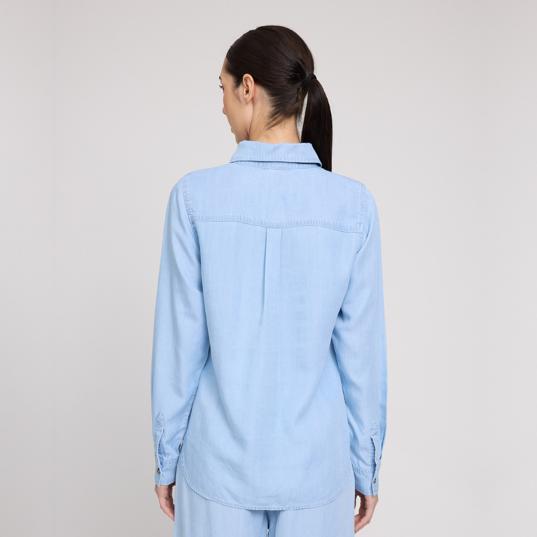 MAZINE || WOMANS TENCEL SHIRT LIGHT BLUE WASH