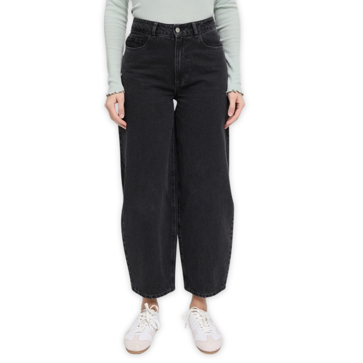 MAZINE || WOMEN BARREL LEG DENIM PANTS DARK GREY
