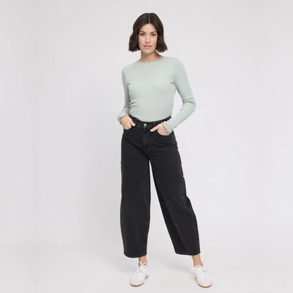 MAZINE || WOMEN BARREL LEG DENIM PANTS DARK GREY