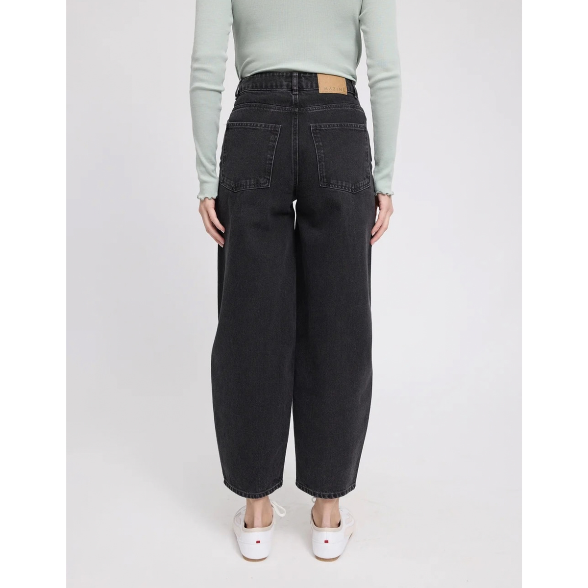 MAZINE || WOMEN BARREL LEG DENIM PANTS DARK GREY