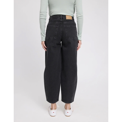 MAZINE || WOMEN BARREL LEG DENIM PANTS DARK GREY