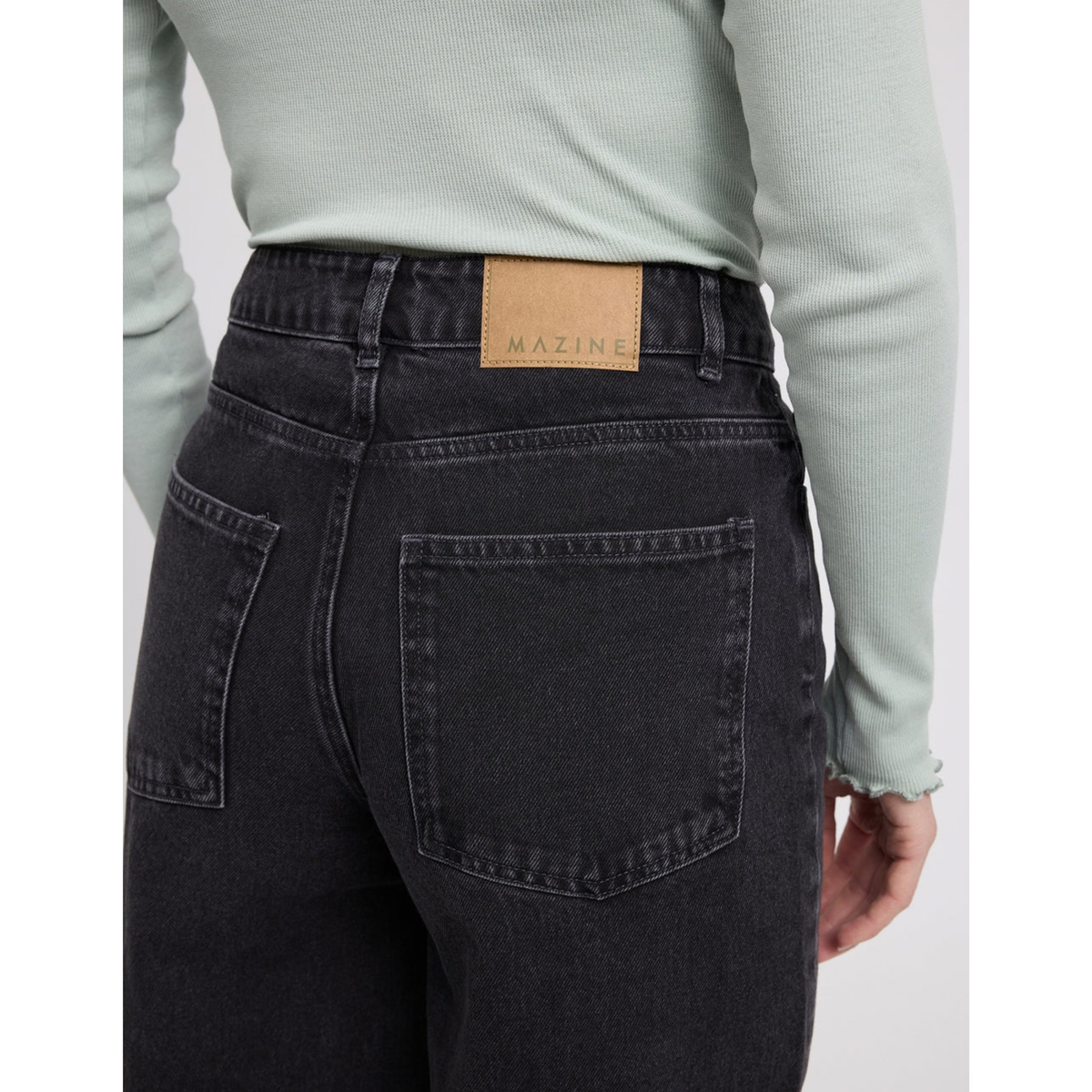 MAZINE || WOMEN BARREL LEG DENIM PANTS DARK GREY