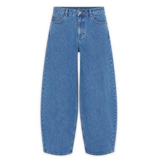 MAZINE || WOMEN BARREL LEG DENIM PANTS MID BLUE