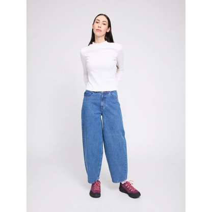 MAZINE || WOMEN BARREL LEG DENIM PANTS MID BLUE