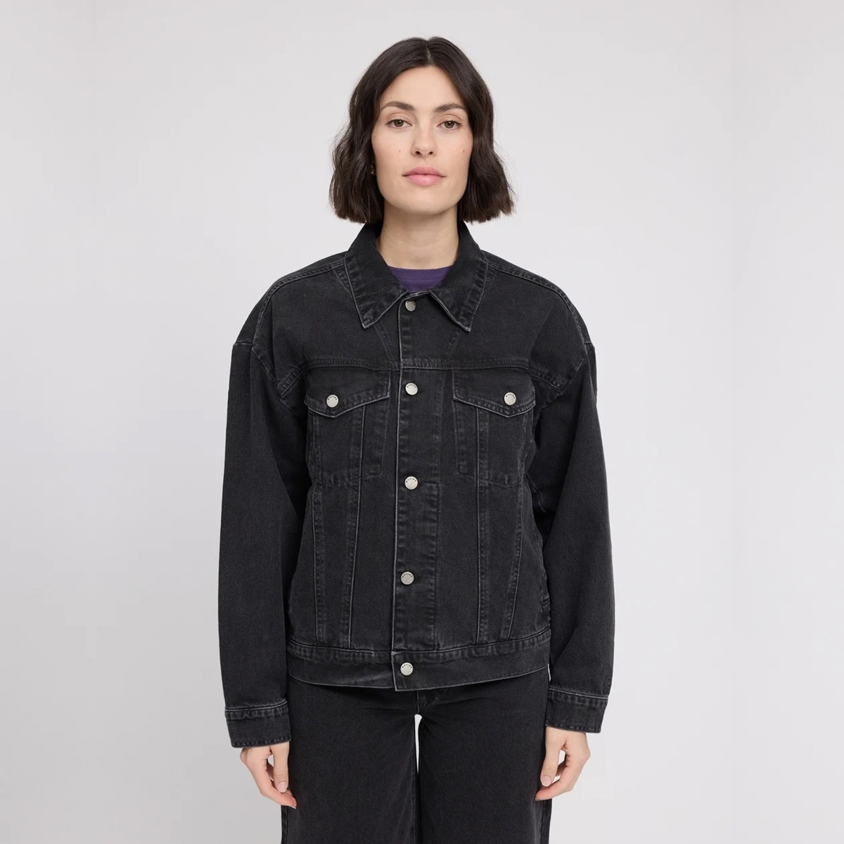 MAZINE || WOMEN DENIM JACKET DARK GREY