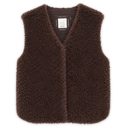 MAZINE || WOMEN FAUX-FUR VEST BLACK COFFEE