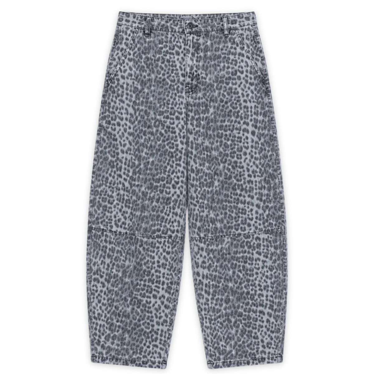 MAZINE || WOMEN PRINTED BARREL LEG DENIM PANTS