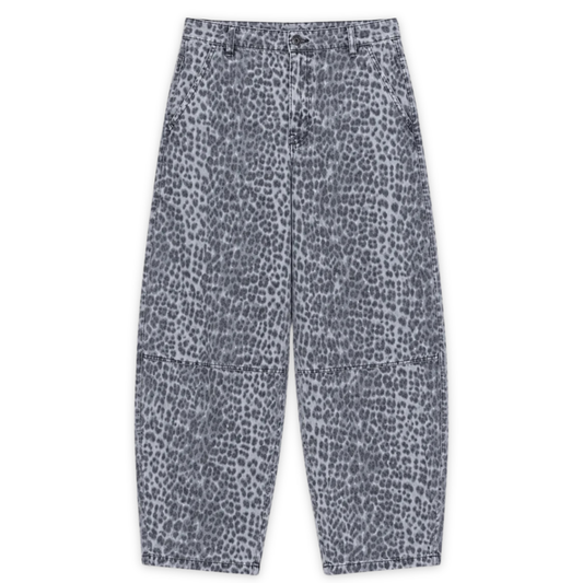 MAZINE || WOMEN PRINTED BARREL LEG DENIM PANTS